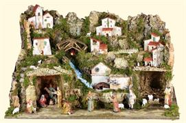 PRESEPE 80X50X50 CM CON LUCI MULINO POMPA + 13 PZ 10 CM N:11