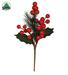 PICK CON BACCHE ROSSE E FOGLIE DI PINO 25CM