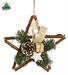 DECORAZIONE DA APPENDERE FORMA STELLA CON PIGNA FOGLIE 20CM