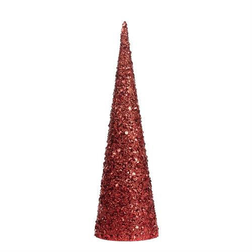 CONO ALBERO ROSSO GLITTER CON STRASS H. 46 CM