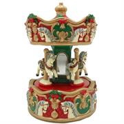 VILLAGGIO DI NATALE CARILLON CON CAVALLI 16,5 CM