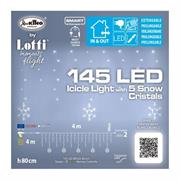 TENDA LUMINOSA CRISTALLI NEVE 145 LED BIANCO FREDDO 400XH.80 CM