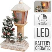 LAMPIONE DI LEGNO CON LED E PINETTO