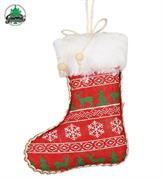 CALZA IN TESSUTO ROSSA DECORATA 16CM