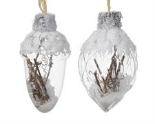 PALLINA DI NATALE FORMA GHIANDA TRASPARENTE DECORATA