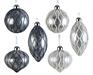 PALLINA DI NATALE IN VETRO ARGENTO CON GLITTER BLU 8 CM