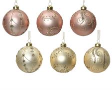 PALLINA DI NATALE OPACO ROSA/ORO CON GLITTER