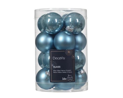 PALLINE PER ALBERO IN VETRO D. 3,5 CM AZZURRO 16 PZ