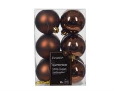 PALLINE DI NATALE MARRONE 6 CM CONFEZIONE 12 PZ