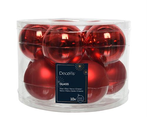 PALLINE PER ALBERO ROSSE IN VETRO OPACO LUCIDO 10 PZ 6 CM