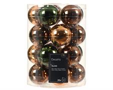 PALLINE DI NATALE MARRONE VERDE 6 CM CONFEZIONE 20 PZ
