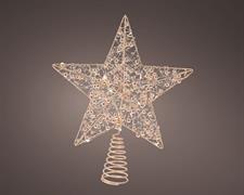 PUNTALE LUMINOSO STELLA ORO CON 15 LED BIANCO CALDO