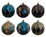 PALLINE DI NATALE BLU MARRONE DECORATE 6 ASS.