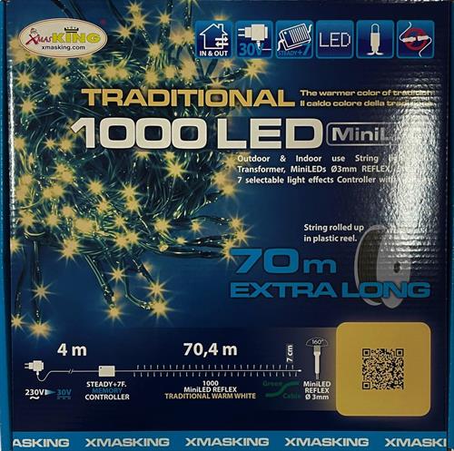 LUCI DI NATALE 1000 MINILED BIANCO CALDO