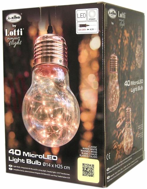 LAMPADINA GOCCIA D.14CM VETRO RAME 40 MICROLED CLASSIC