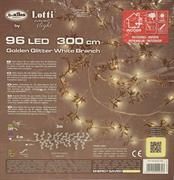 RAMO BIANCO 3M FOGLIE GLITTER ORO 96 LED CLASSIC 3MM LUCE FISSA